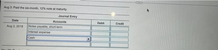 Next Question More Info 2018 Feb 3 Purchased Equipment For 15 000 Signing A Six Month 12 Note Payable Recorded The 2