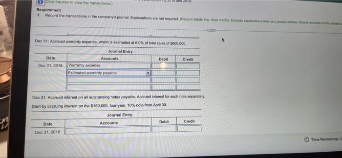 Next Question More Info 2018 Feb 3 Purchased Equipment For 15 000 Signing A Six Month 12 Note Payable Recorded The 3