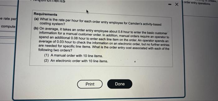 Camden Company S Order Entry Department Has 10 Order Entry Operators The Cost Associated With These 10 Operators Salar 2