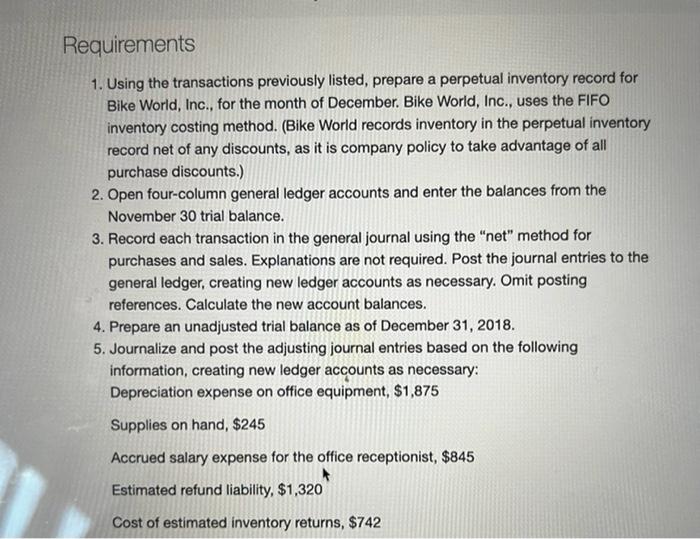 Bike World Inc Wholesales A Line Of Custom Road Bikes Bike World S Inventory As Of November 30 2018 Consisted Of 2 3