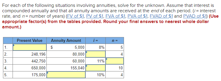 For Each Of The Following Situations Involving Annuities Solve For The Unknown Assume That Interest Is Compounded Annu 1