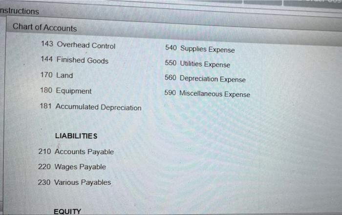 Appendix 4a Journal Entries Instructions Chart Of Accounts Amount Descriptions Journal Job Order Cost Sheets Ending In 4
