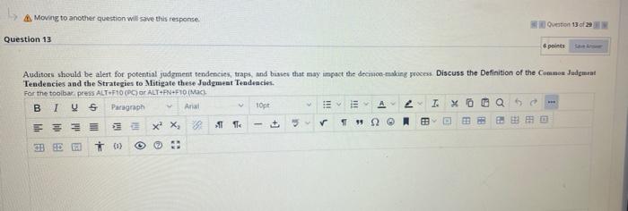 Moving To Another Question Will Save This Response Question 13 Of 29 N Question 13 6 Points Save Answer Auditors Shou 1