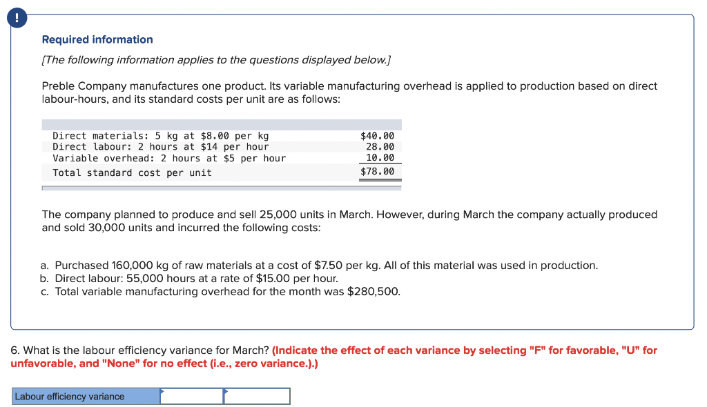 Required Information The Following Information Applies To The Questions Displayed Below Preble Company Manufactures O 1