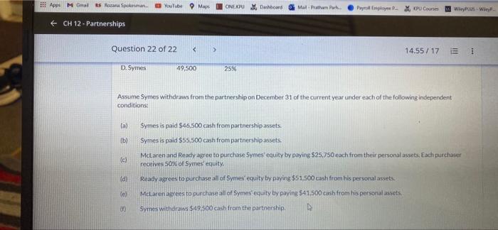 Question 22 Of 22 Current Attempt In Progress On December 31 The Capital Balances And Profit And Loss Ratios In The 2