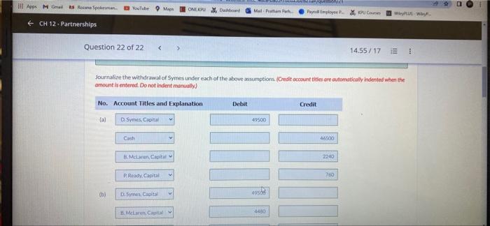 Question 22 Of 22 Current Attempt In Progress On December 31 The Capital Balances And Profit And Loss Ratios In The 3