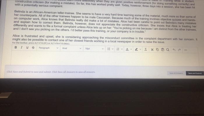 Ure 6 Points Case Study Performance Appraisal For Reading Alice Was Hired Last Year As A First Line Manager In The Tr 2