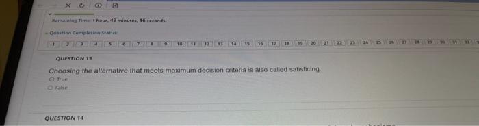 Xc B Remaining Time 1 Hour 49 Minutes 16 Seconds Question Completion State Question 13 Choosing The Alternative Tha 1