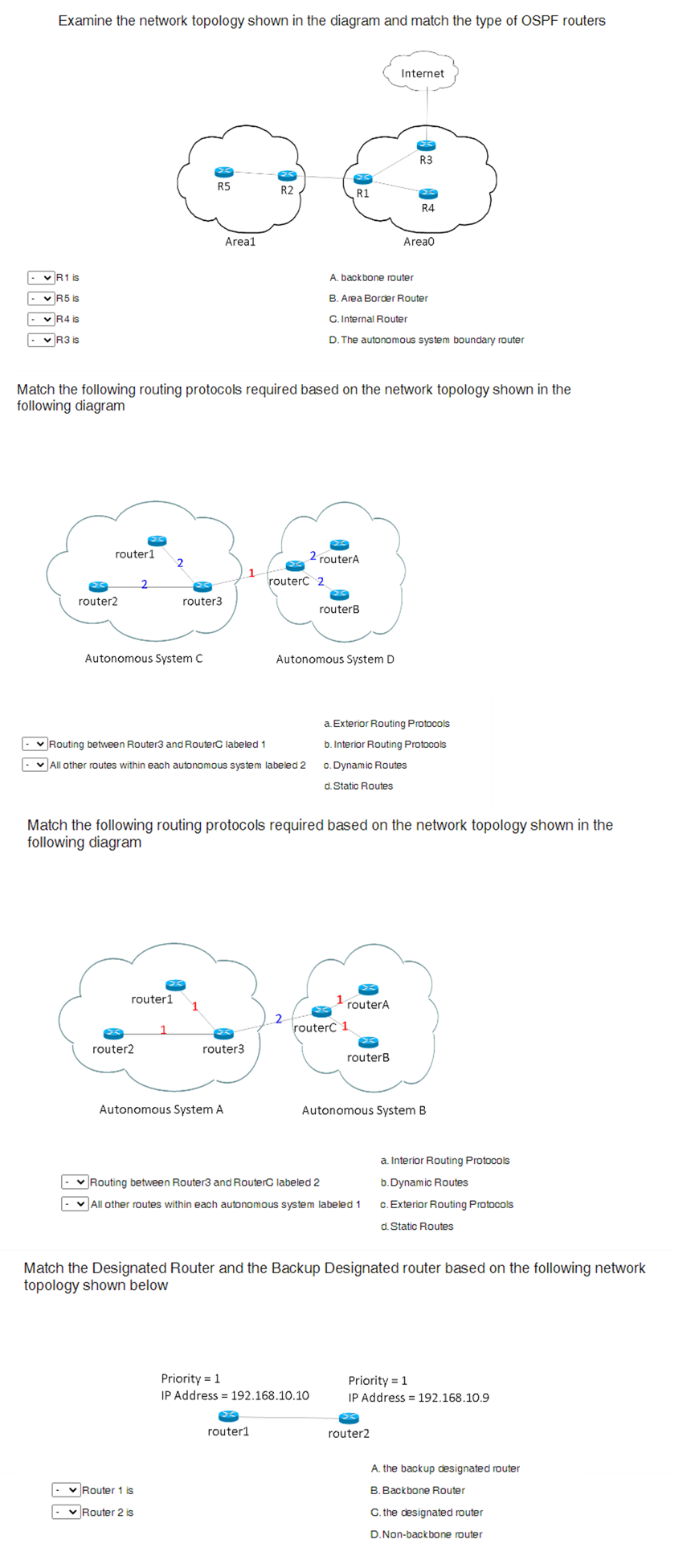 Examine The Network Topology Shown In The Diagram And Match The Type Of Ospf Routers Internet R3 R5 R2 R1 R4 Areal Area 1