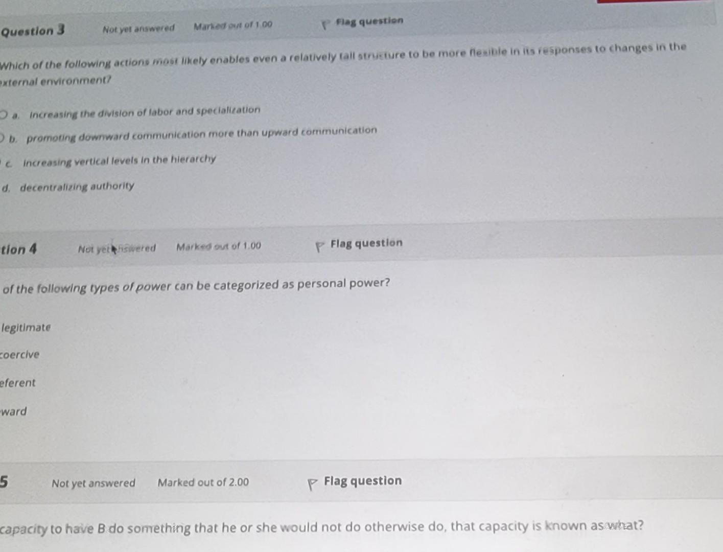 Question 3 Not Yet Answered Marked Out Of 1 00 P Flag Question Which Of The Following Actions Most Likely Enables Even A 1
