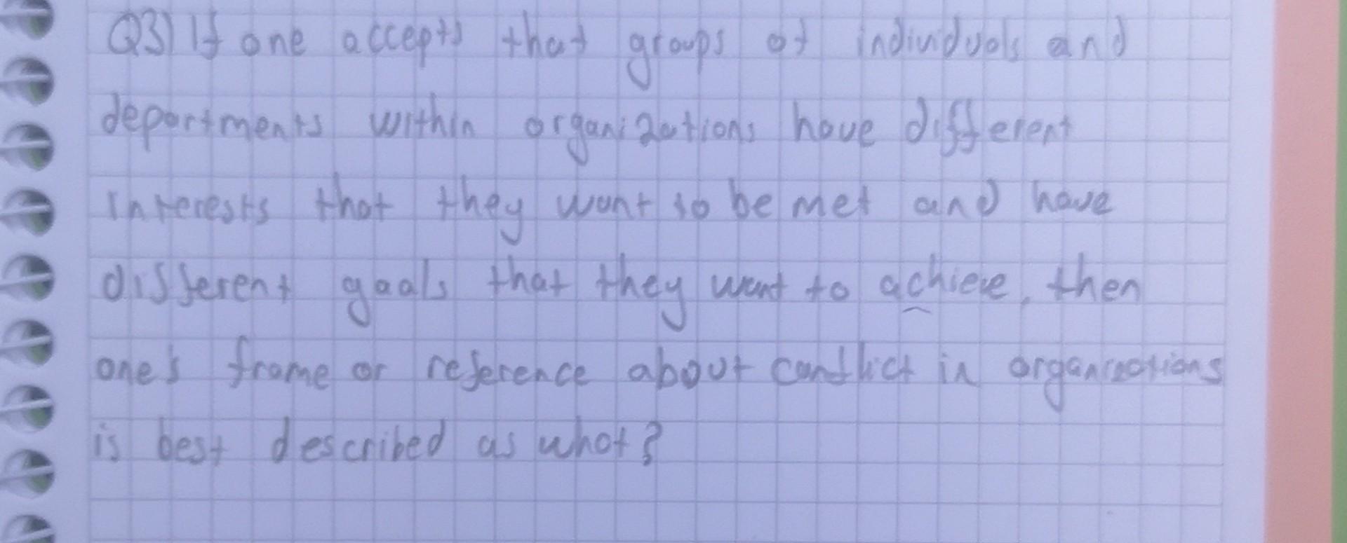 Q23 If One Accepts That Groups Of Individuals And Deportments Within Organizations Have Different Interests That They W 1
