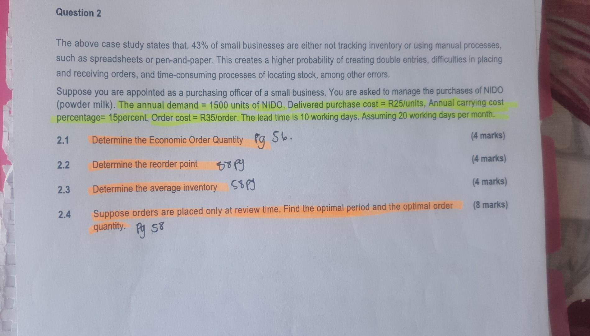 Question 2 The Above Case Study States That 43 Of Small Businesses Are Either Not Tracking Inventory Or Using Manual P 1