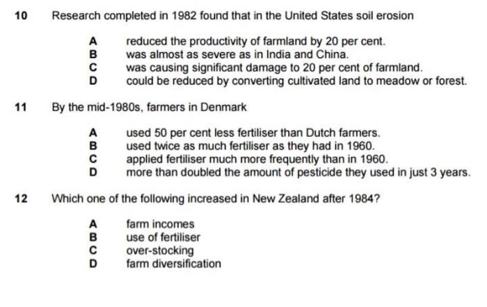 10 11 12 Research Completed In 1982 Found That In The United States Soil Erosion A Reduced The Productivity Of Farmland 1