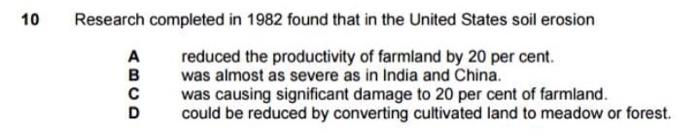 10 11 12 Research Completed In 1982 Found That In The United States Soil Erosion A Reduced The Productivity Of Farmland 2