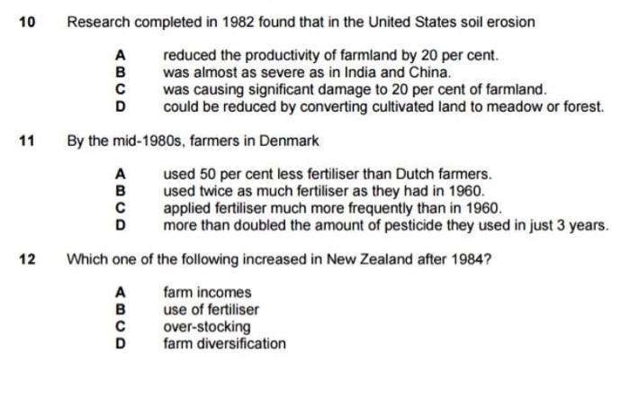 10 11 12 Research Completed In 1982 Found That In The United States Soil Erosion A Reduced The Productivity Of Farmland 1