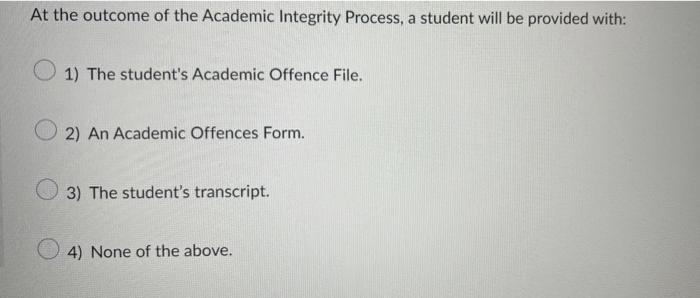 At The Outcome Of The Academic Integrity Process A Student Will Be Provided With 1 The Student S Academic Offence Fil 1