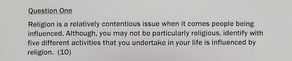 Question One Religion Is A Relatively Contentious Issue When It Comes People Being Influenced Although You May Not Be 1