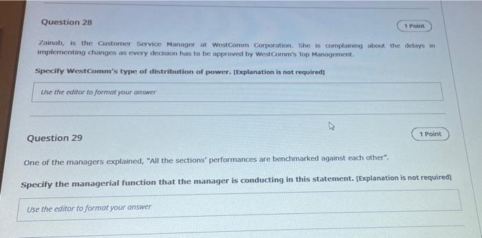 Question 28 1 Point Zainab Is The Customer Service Manager At Westcomm Corporation She Is Complaining About The Delays 1