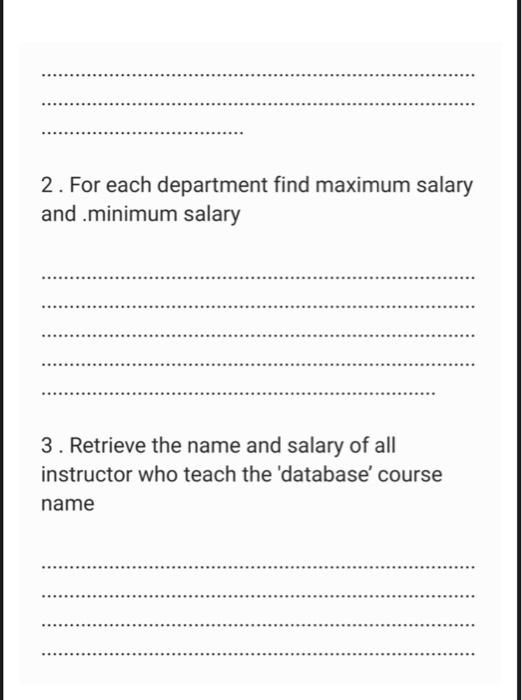Construct Relation Algebra Statements Answer For The Following Questions Relations Instructor Id Name Salary Dept N 2