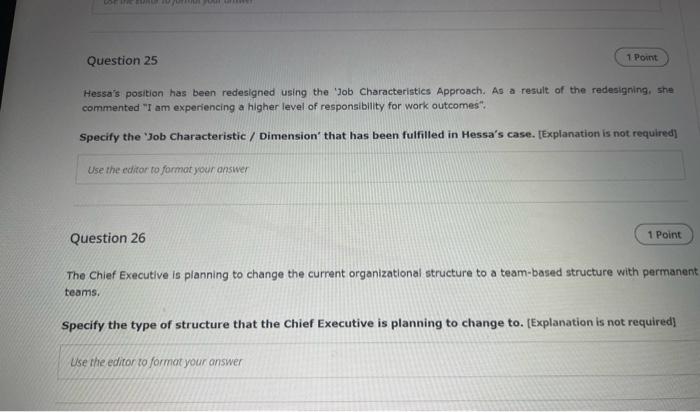 Cof The Comm Question 25 1 Point Hessa S Position Has Been Redesigned Using The Job Characteristics Approach As A Resul 1