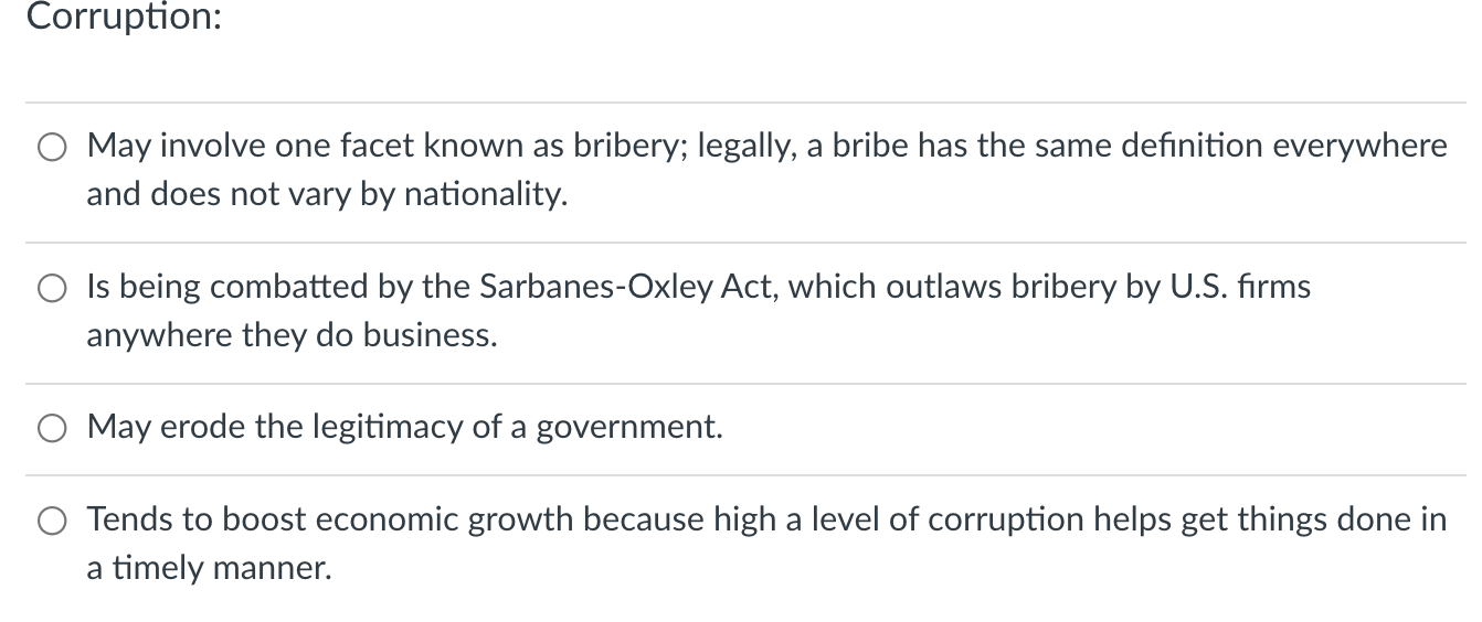 Corruption O May Involve One Facet Known As Bribery Legally A Bribe Has The Same Definition Everywhere And Does Not V 1