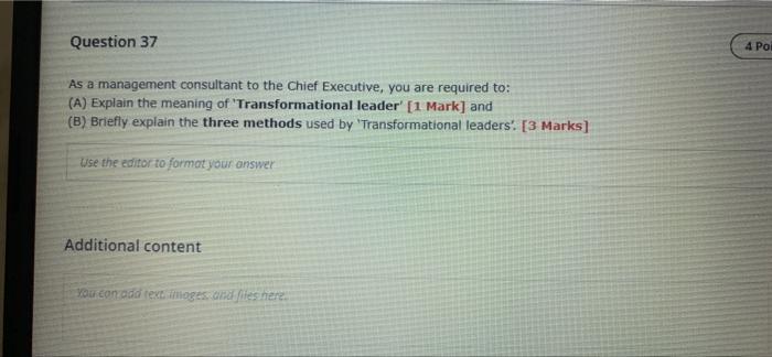 Question 37 As A Management Consultant To The Chief Executive You Are Required To A Explain The Meaning Of Transfor 1