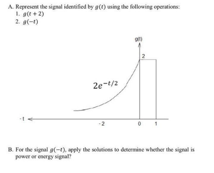 A Represent The Signal Identified By G T Using The Following Operations 1 G T 2 2 G T G T 2 2e T 2 2 0 1 B 1