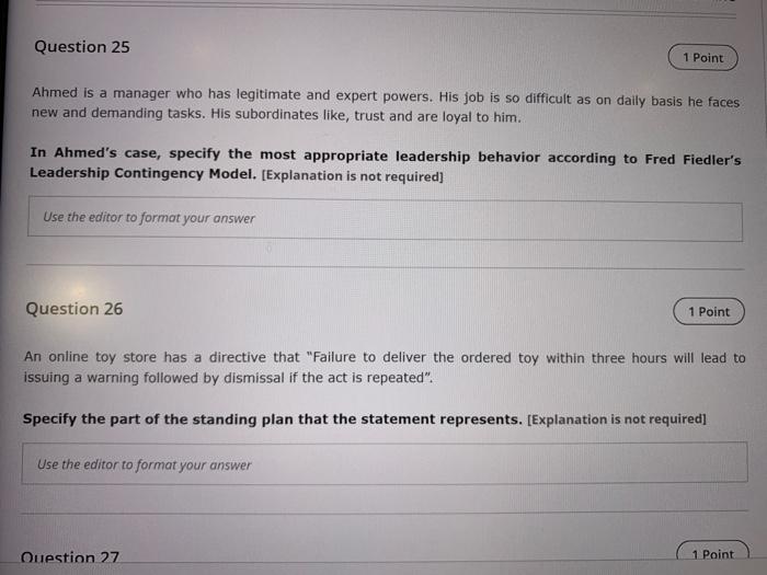 Question 24 1 Point Hessa Has The Power That Is Generated From Subordinates And Coworkers Respect For Her Personal Cha 2