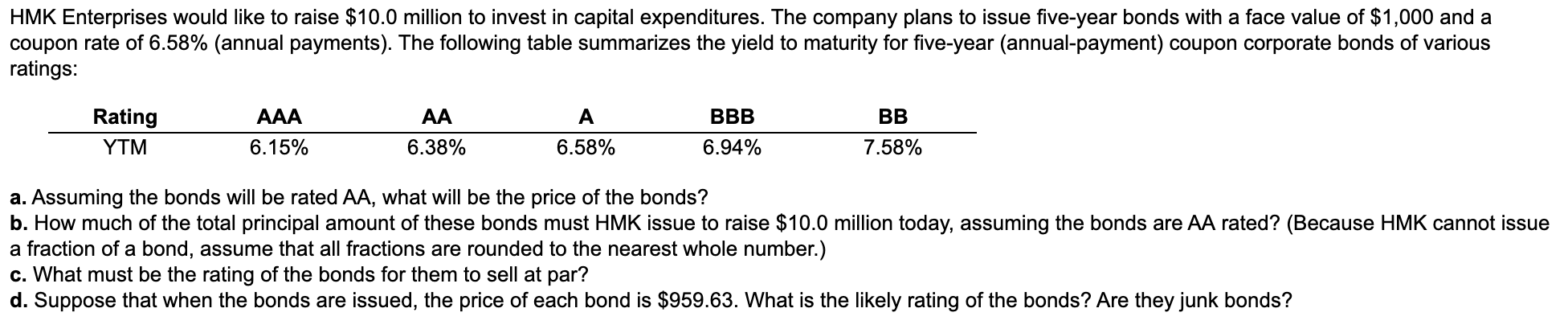 Hmk Enterprises Would Like To Raise 10 0 Million To Invest In Capital Expenditures The Company Plans To Issue Five Yea 1