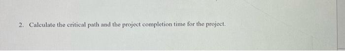 Use The Following Information For Problems I Through 5 Activity Immediate Normal Normal Time Predecessor S Cost S 2