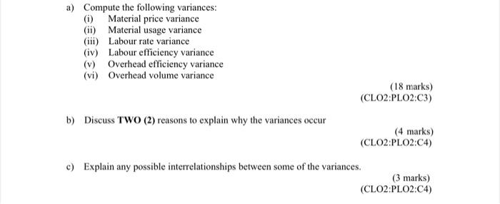Padu Rancak Sdn Bhd Uses Variance Analysis As A Method Of Cost Control The Following Information Is Available For The Y 2