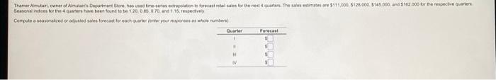 Thamer Almutari Owner Of Aimutain S Department Store Has Used Time Senes Extrapolation To Forecast Retail Sales For Th 1