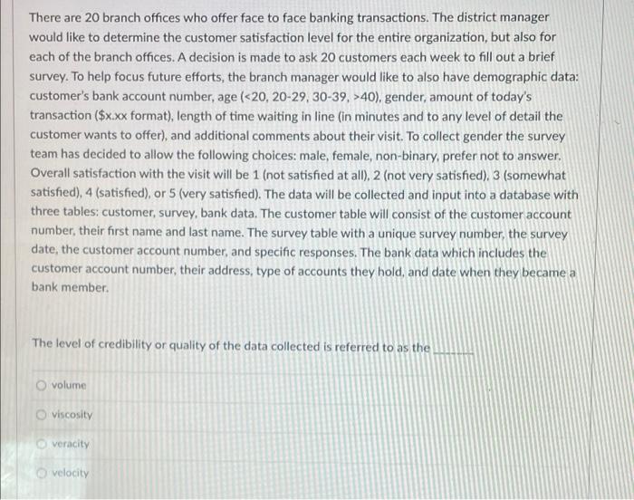 There Are 20 Branch Offices Who Offer Face To Face Banking Transactions The District Manager Would Like To Determine Th 1