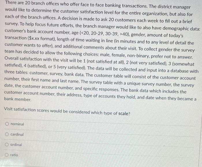 There Are 20 Branch Offices Who Offer Face To Face Banking Transactions The District Manager Would Like To Determine Th 1