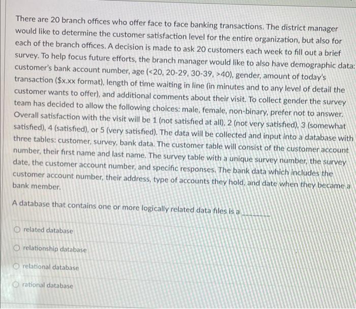 There Are 20 Branch Offices Who Offer Face To Face Banking Transactions The District Manager Would Like To Determine Th 1