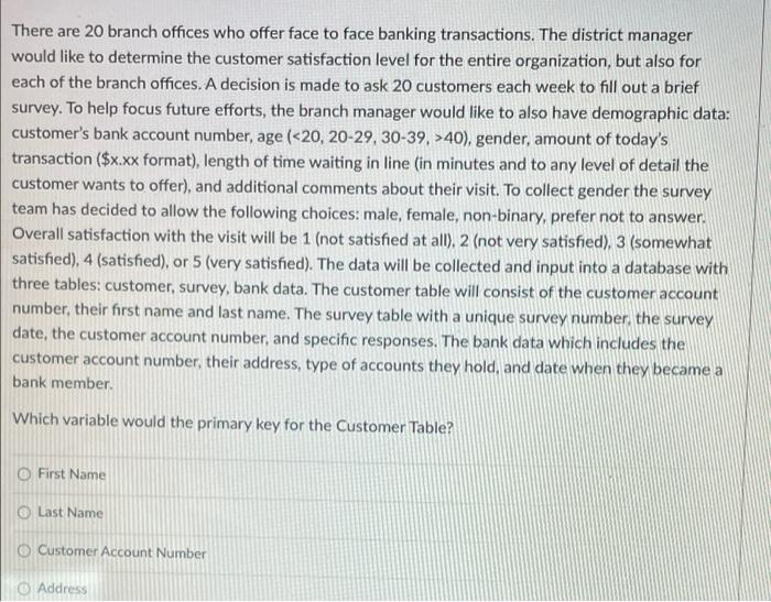 There Are 20 Branch Offices Who Offer Face To Face Banking Transactions The District Manager Would Like To Determine Th 1