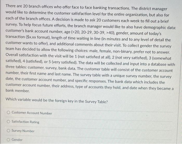 There Are 20 Branch Offices Who Offer Face To Face Banking Transactions The District Manager Would Like To Determine Th 1
