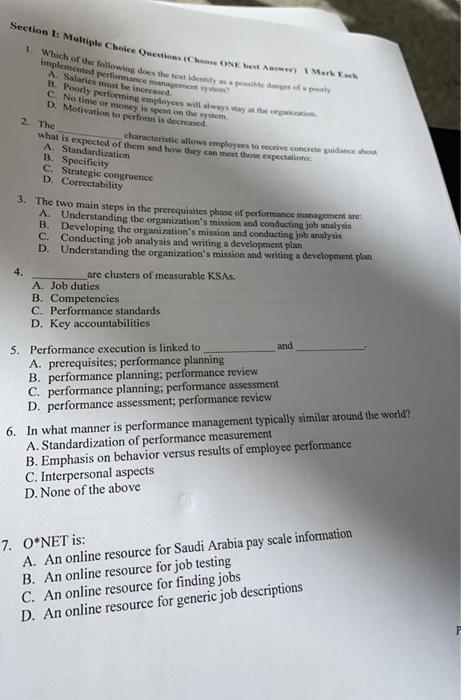 Section 1 Multiple Choice Questions Choose One Best Answer 1 Mark Each 1 Which Of The Following Does The Text Identi 1
