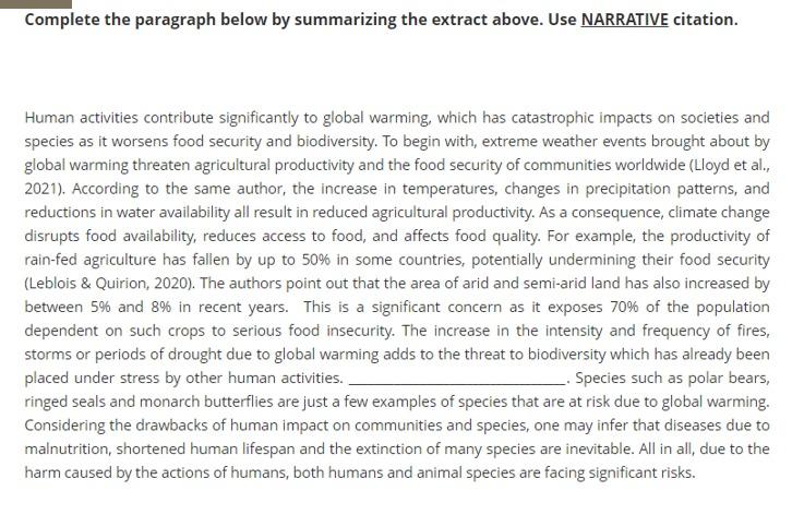 The Long Term Impacts Of Human Induced Global Warming On Biodiversity And Species Could Be Catastrophic Since Changes To 2