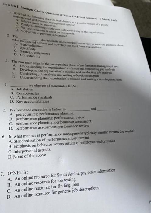 Section 1 Multiple Choice Questions Choose One Best Answer 1 Mark Each 1 Which Of The Following Does The Text Identi 1