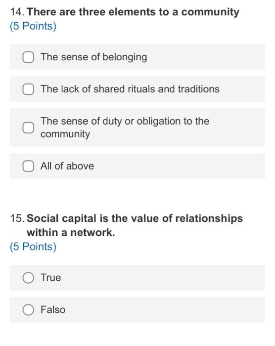 14 There Are Three Elements To A Community 5 Points The Sense Of Belonging The Lack Of Shared Rituals And Traditions 1