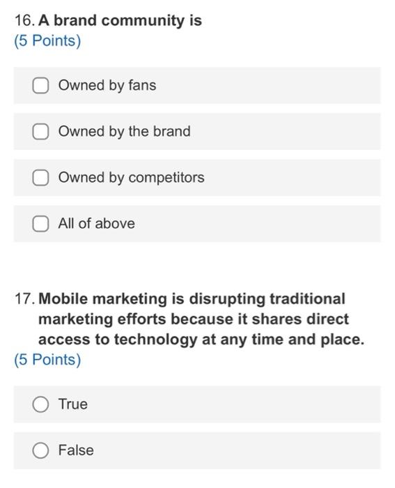 16 A Brand Community Is 5 Points Owned By Fans Owned By The Brand Owned By Competitors All Of Above 17 Mobile Market 1