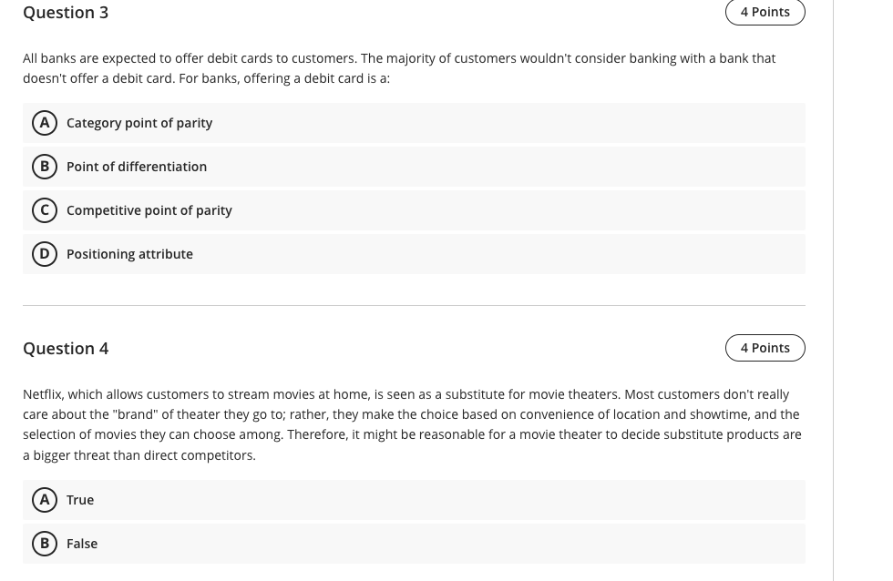 Question 3 4 Points All Banks Are Expected To Offer Debit Cards To Customers The Majority Of Customers Wouldn T Conside 1