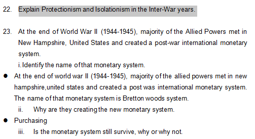 22 Explain Protectionism And Isolationism In The Inter War Years 23 At The End Of World War Ii 1944 1945 Majority 1