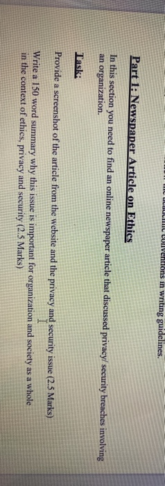 M Conventions In Writing Guidelines Part 1 Newspaper Article On Ethics In This Section You Need To Find An Online News 1