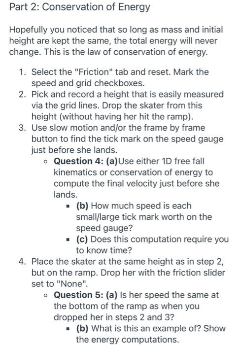 Description Phet Energy Skate Park Simulation Part 1 Observing Energy 1 Familiarize Yourself With The Simulation Play 2