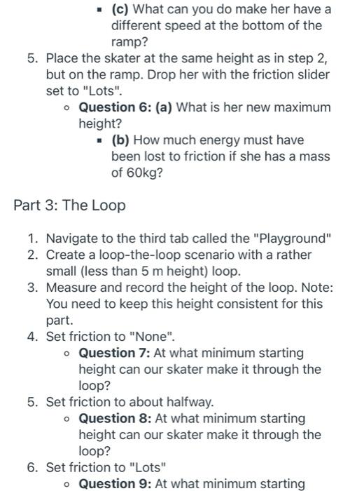 Description Phet Energy Skate Park Simulation Part 1 Observing Energy 1 Familiarize Yourself With The Simulation Play 3