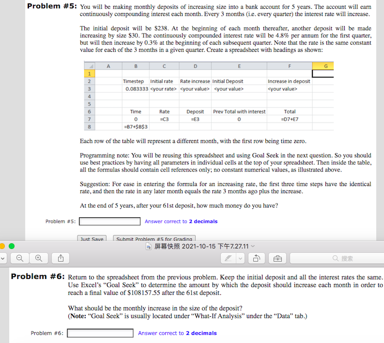 Problem 5 You Will Be Making Monthly Deposits Of Increasing Size Into A Bank Account For 5 Years The Account Will Ear 1