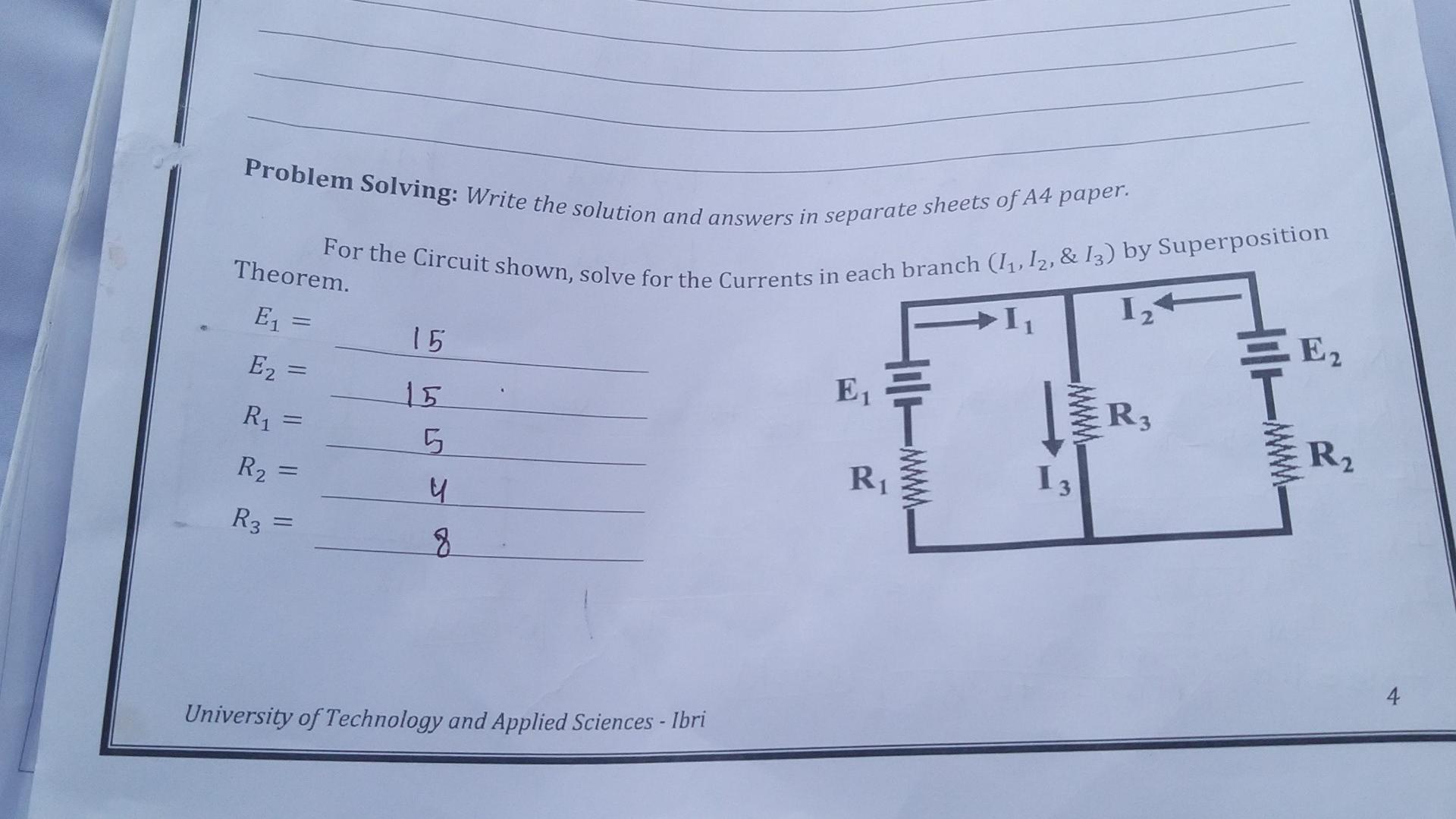 Problem Solving Write The Solution And Answers In Separate Sheets Of A4 Paper For The Circuit Shown Solve For The Cur 1
