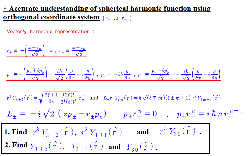 Accurate Understanding Of Spherical Harmonic Function Using Orthogonal Coordinate System R 2 R Vector S Harmonic 1